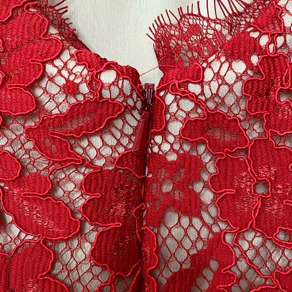Aidan by Aidan Mattox red lace deep V cocktail dress - Picture 11 of 11